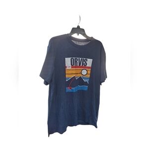 Orvis Shirt Mens XL Blue Fly Fishing Equipment Tee Short Sleeve Casual